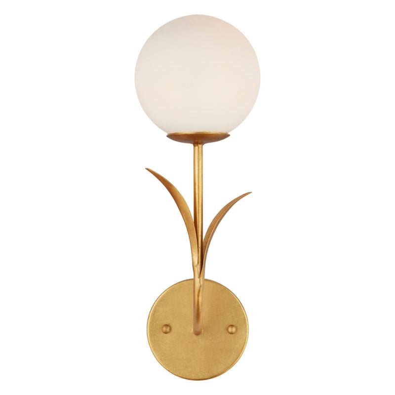 gold leaf finished contemporary wall sconce globe bulb