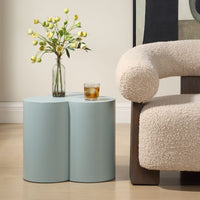 outdoor accent table powder coated metal light blue 