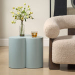 outdoor accent table powder coated metal light blue 