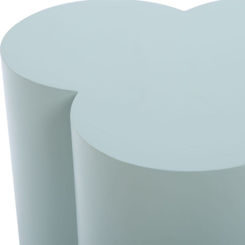 outdoor accent table powder coated metal light blue 
