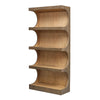 The Osrick Etagere by Uttermost features four shelves, rounded edges, and a natural finish, shown at an angle.