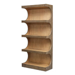 The Osrick Etagere by Uttermost features four shelves, rounded edges, and a natural finish, shown at an angle.