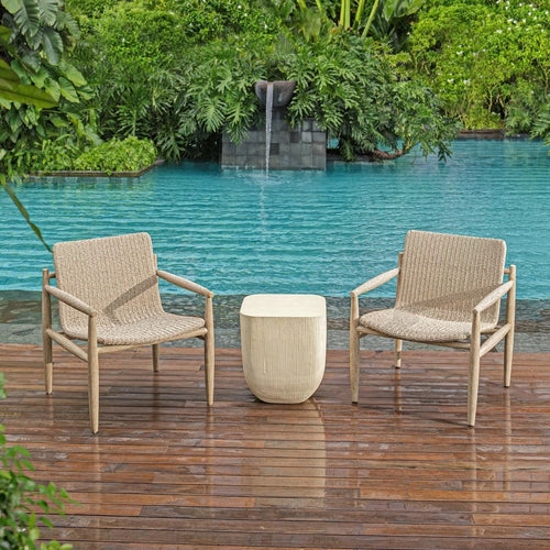 outdoor lounge chair scooped seat all weather wicker natural