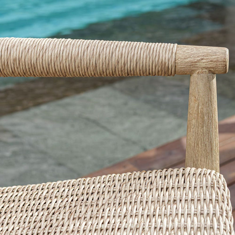 outdoor lounge chair scooped seat all weather wicker natural