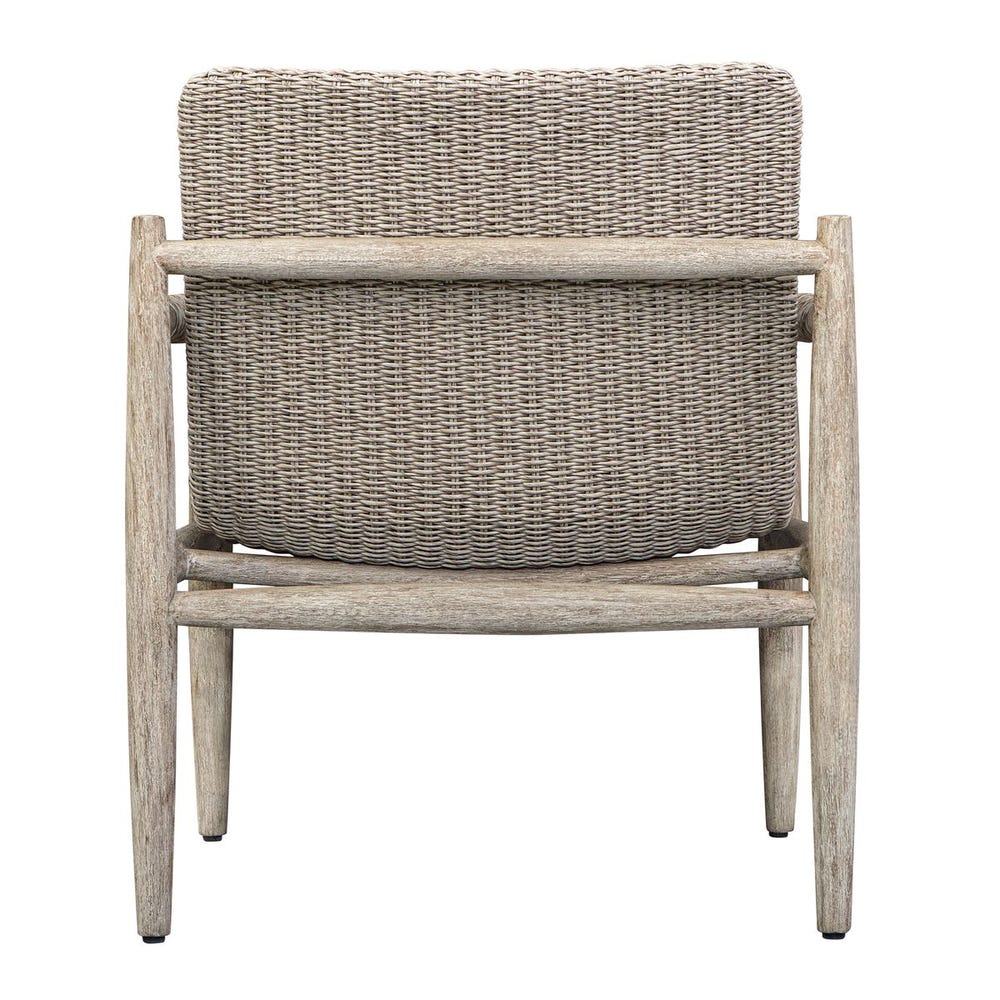 outdoor lounge chair scooped seat all weather wicker natural
