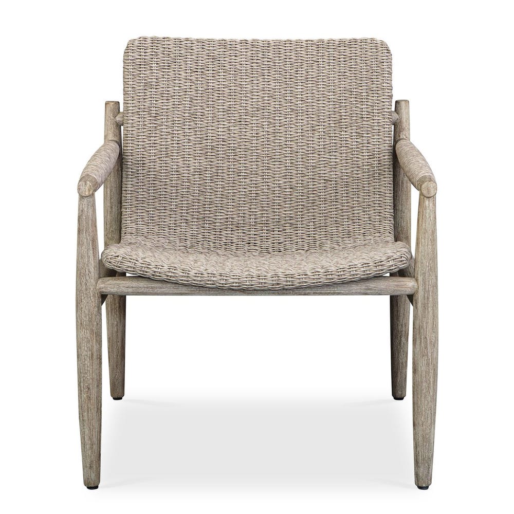 outdoor lounge chair scooped seat all weather wicker natural
