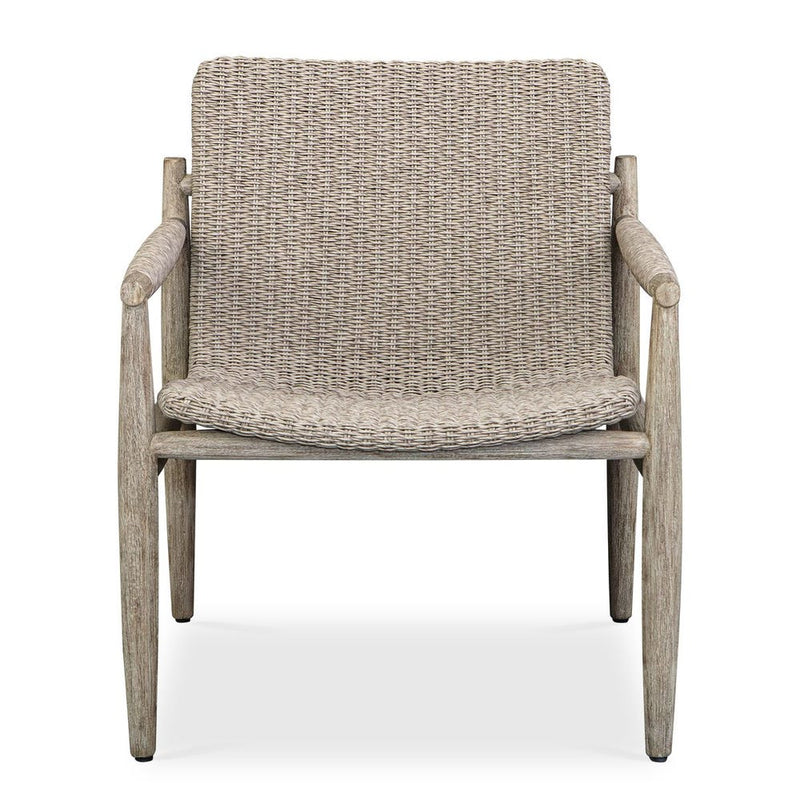 outdoor lounge chair scooped seat all weather wicker natural