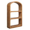 The Achley Etagere by Uttermost features three open shelves, an arched frame, and rounded edges in a mango veneer.