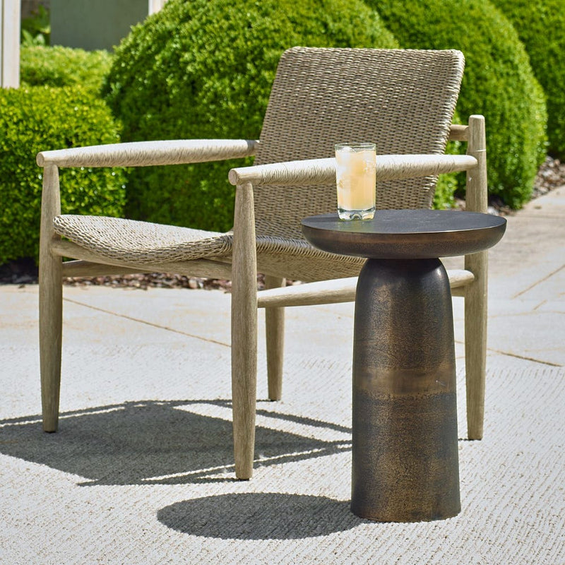 dark bronze accent table round aluminum