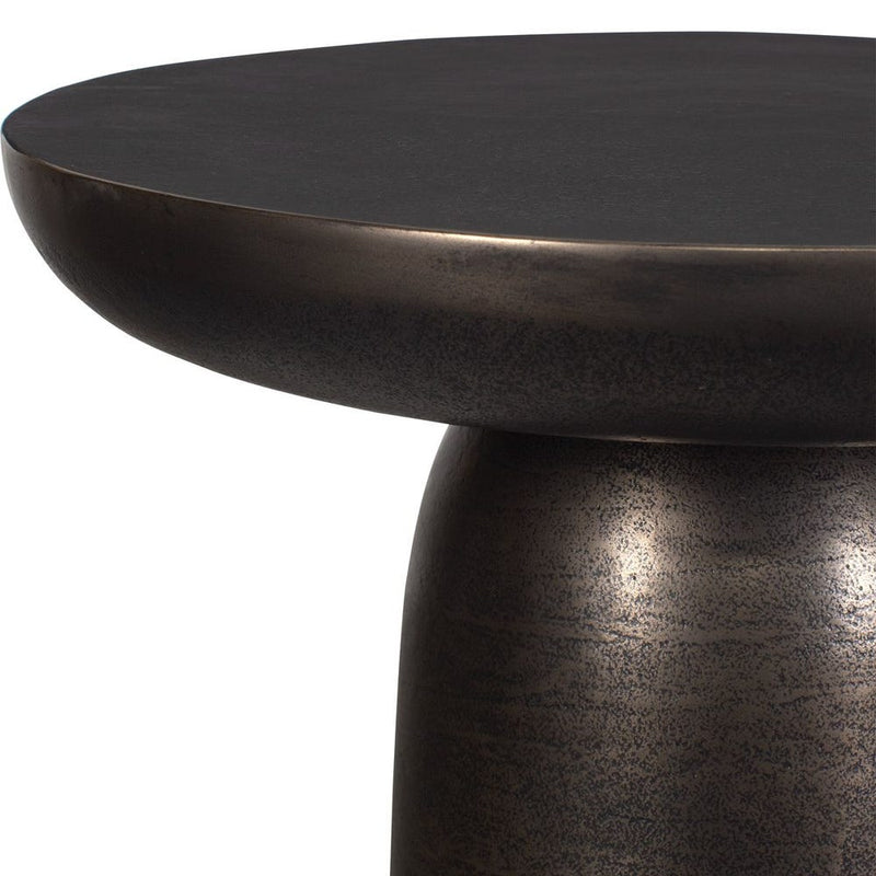 dark bronze accent table round aluminum
