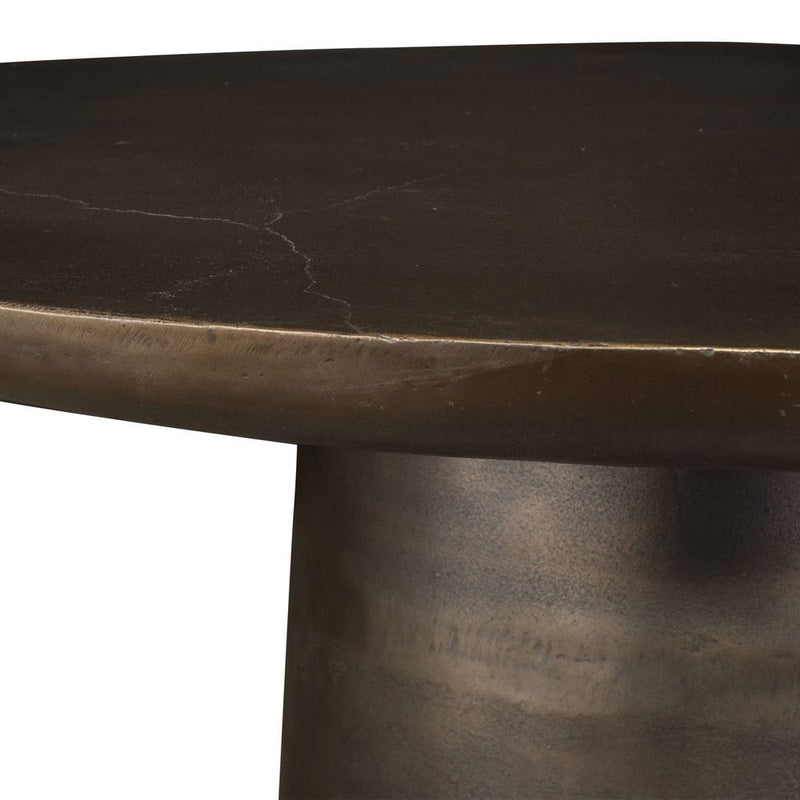 outdoor dining table round golden dark bronze finish aluminum