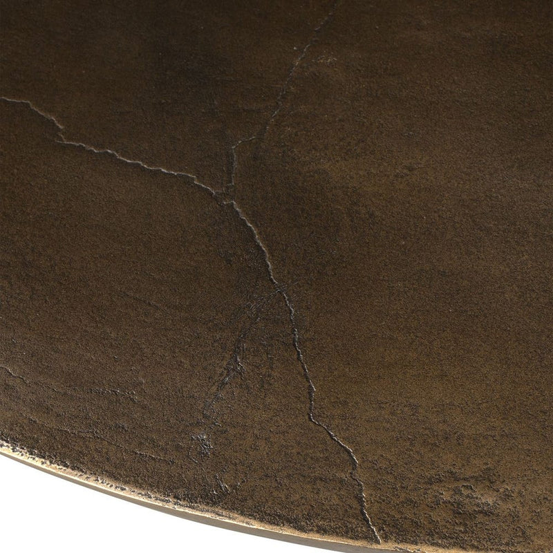 outdoor dining table round golden dark bronze finish aluminum