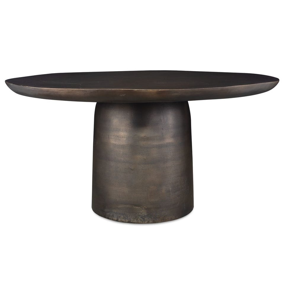outdoor dining table round golden dark bronze finish aluminum