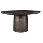 outdoor dining table round golden dark bronze finish aluminum