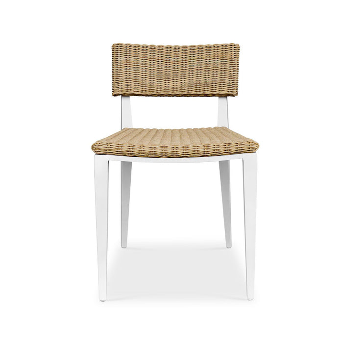 Wicker chair with white frame on a white background