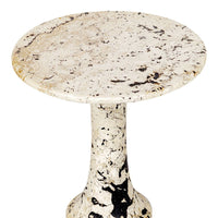 Marble-patterned side table on a white background