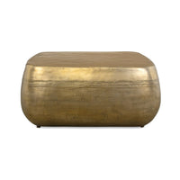 Gold metallic square coffe table on a white background