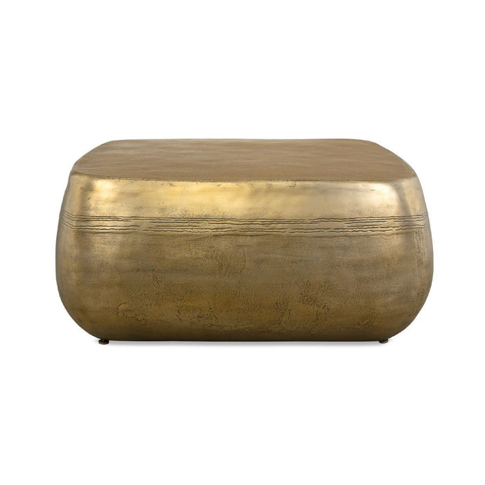 Gold metallic square coffe table on a white background