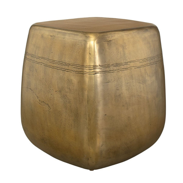 Bronze cube-shaped stool on a white background