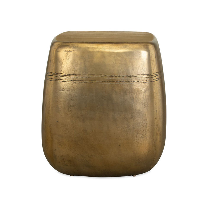 Bronze cube-shaped stool on a white background