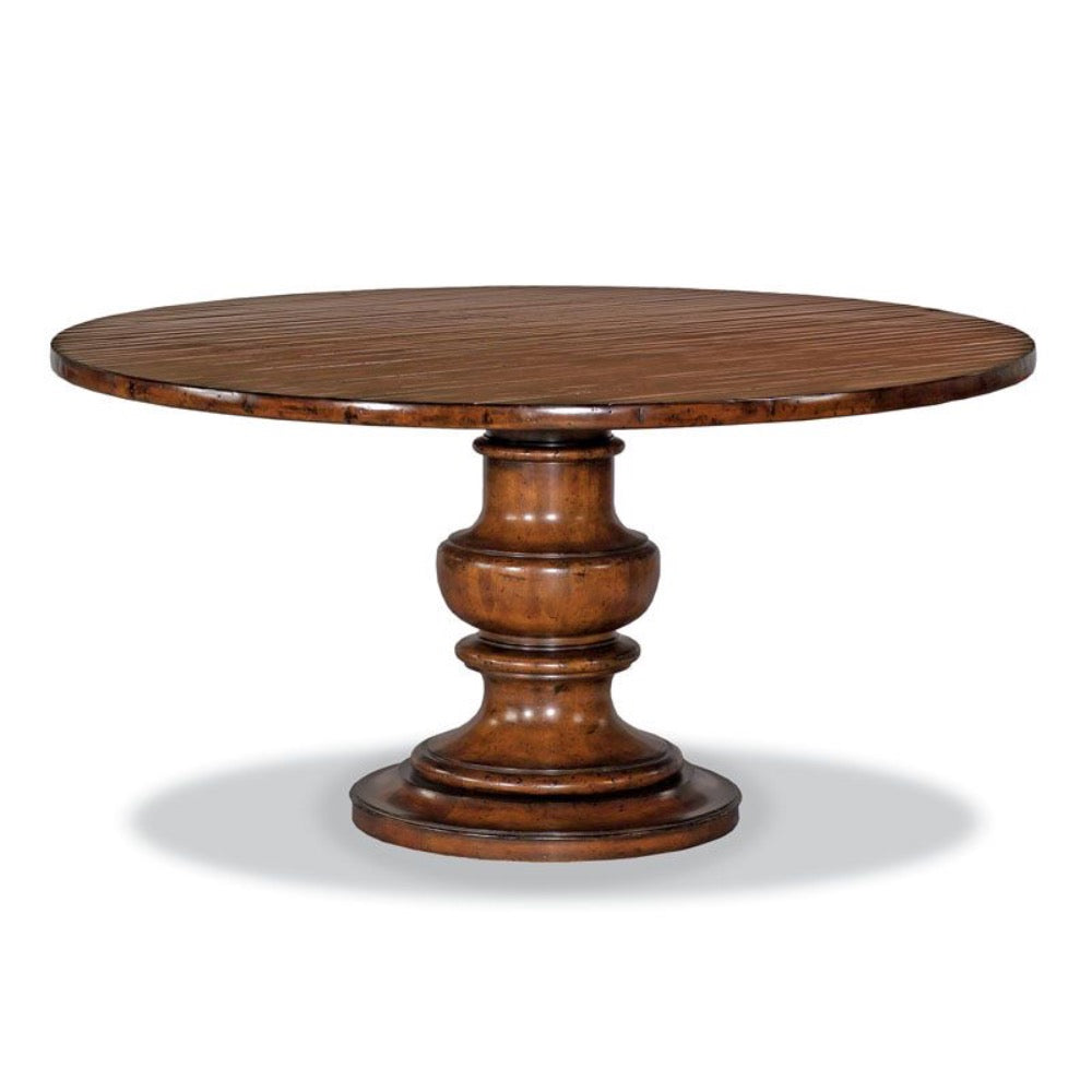 cherry veneer molded base pedestal dining table round