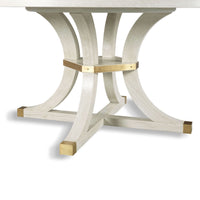 dining table round ash veneer brass accents expandable
