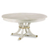 dining table round ash veneer brass accents expandable