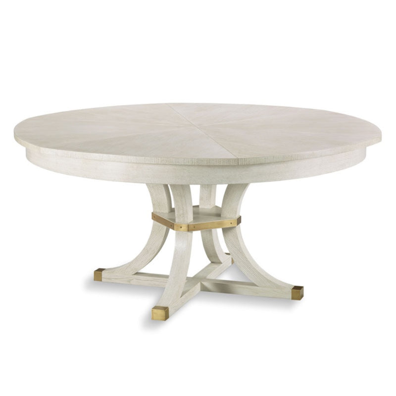 dining table round ash veneer brass accents expandable