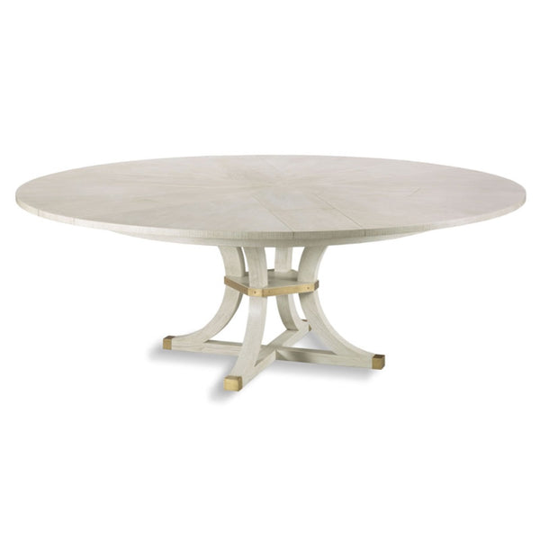 dining table round ash veneer brass accents expandable