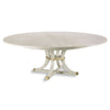 dining table round ash veneer brass accents expandable