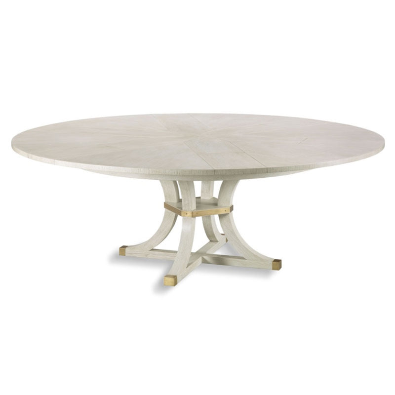dining table round ash veneer brass accents expandable