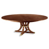 dining table round cherry veneer brass accents expandable