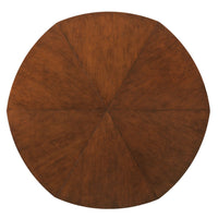 dining table round cherry veneer brass accents expandable