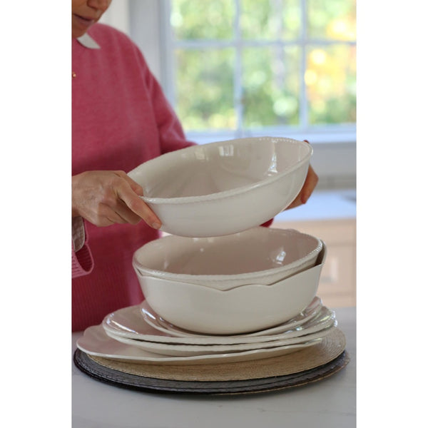 beaded stone melamine serving bowl