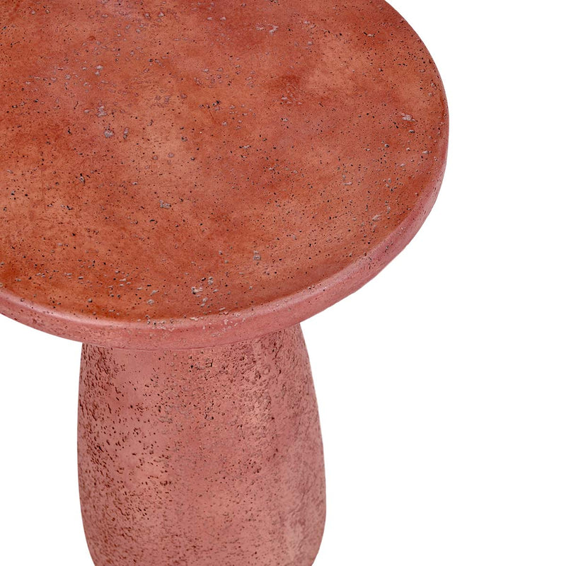 round rust colored pedestal accent table textured concrete pedestal base