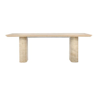 Wooden table with textured cylindrical legs on a white background