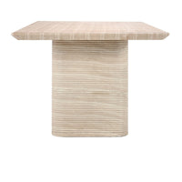 Beige table with ribbed texture on a white background