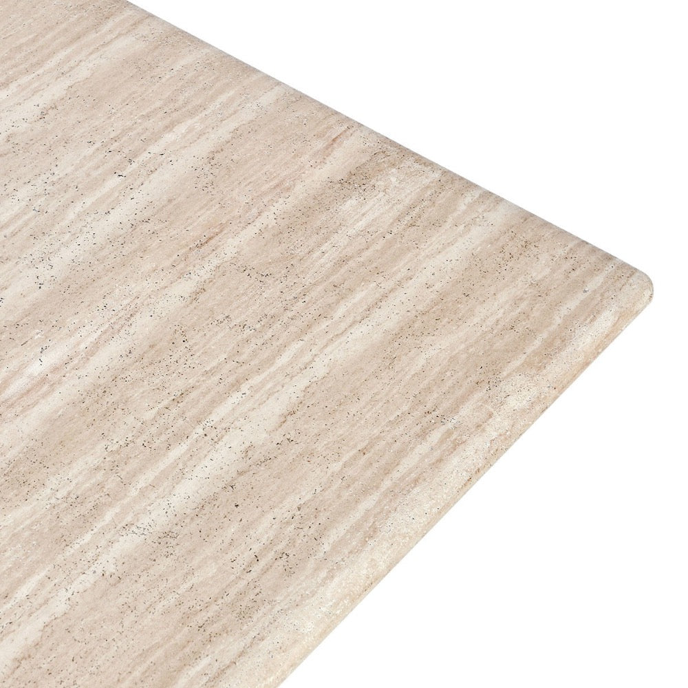 Beige stone tile with a striped pattern on a white background