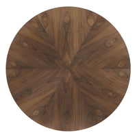 jupe dining table round brass hardware walnut veneer expandable