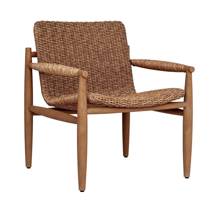 Wicker chair with wooden frame on a white background