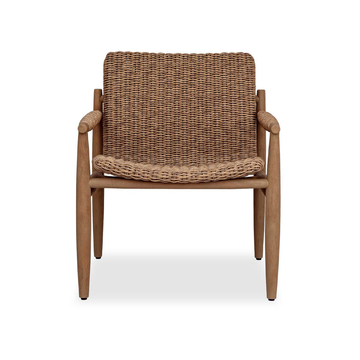 Wicker chair with wooden frame on a white background