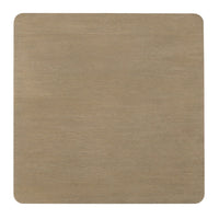 A square table top view with rounded corners, showing a textured beige surface, isolated on a white background.