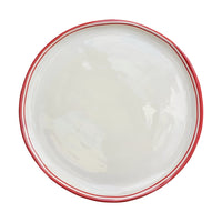 round melamine white red edge dinner plate