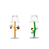 Two colorful lamps with transparent shades on a beige background