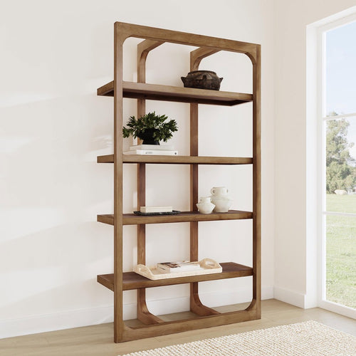 wood bookshelf natural open frame