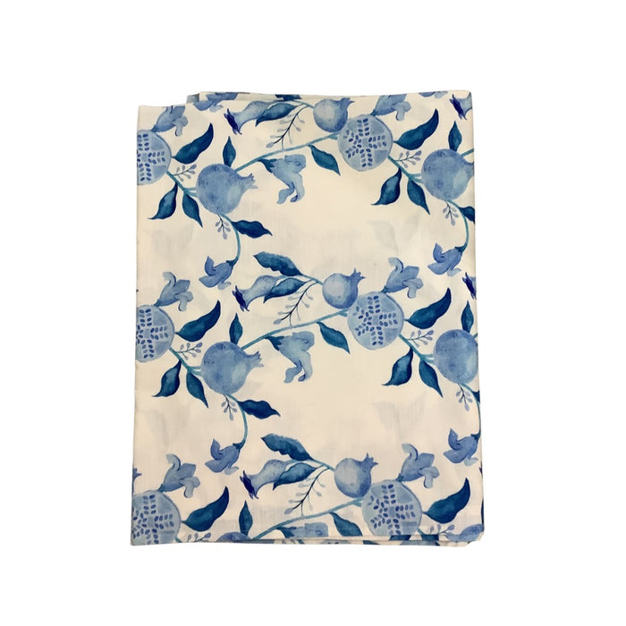 blue white floral pomegranate tablecloth