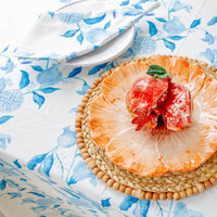 blue white floral pomegranate tablecloth