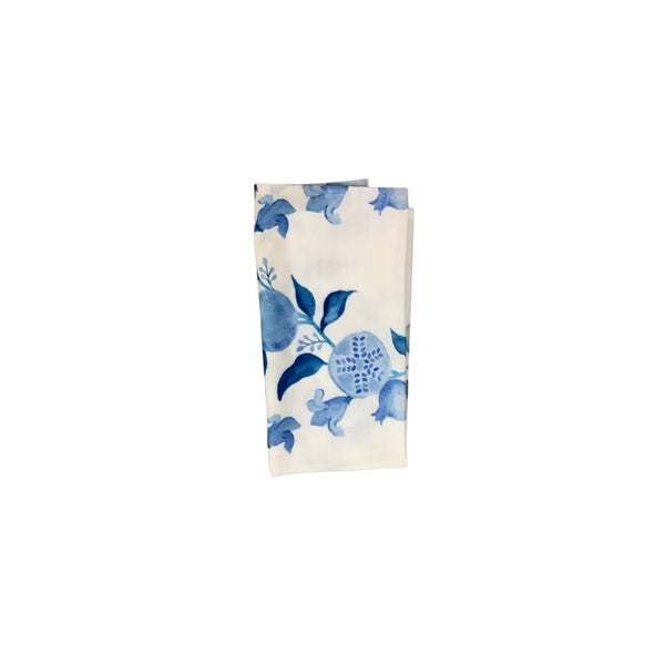 blue white floral pomegranate napkin set