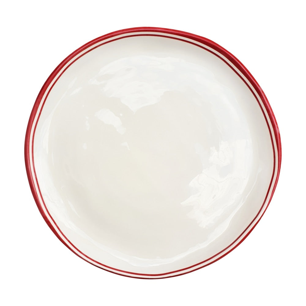 round melamine white red edge salad plate