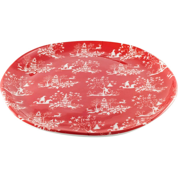 red white santa hand drawn salad plate